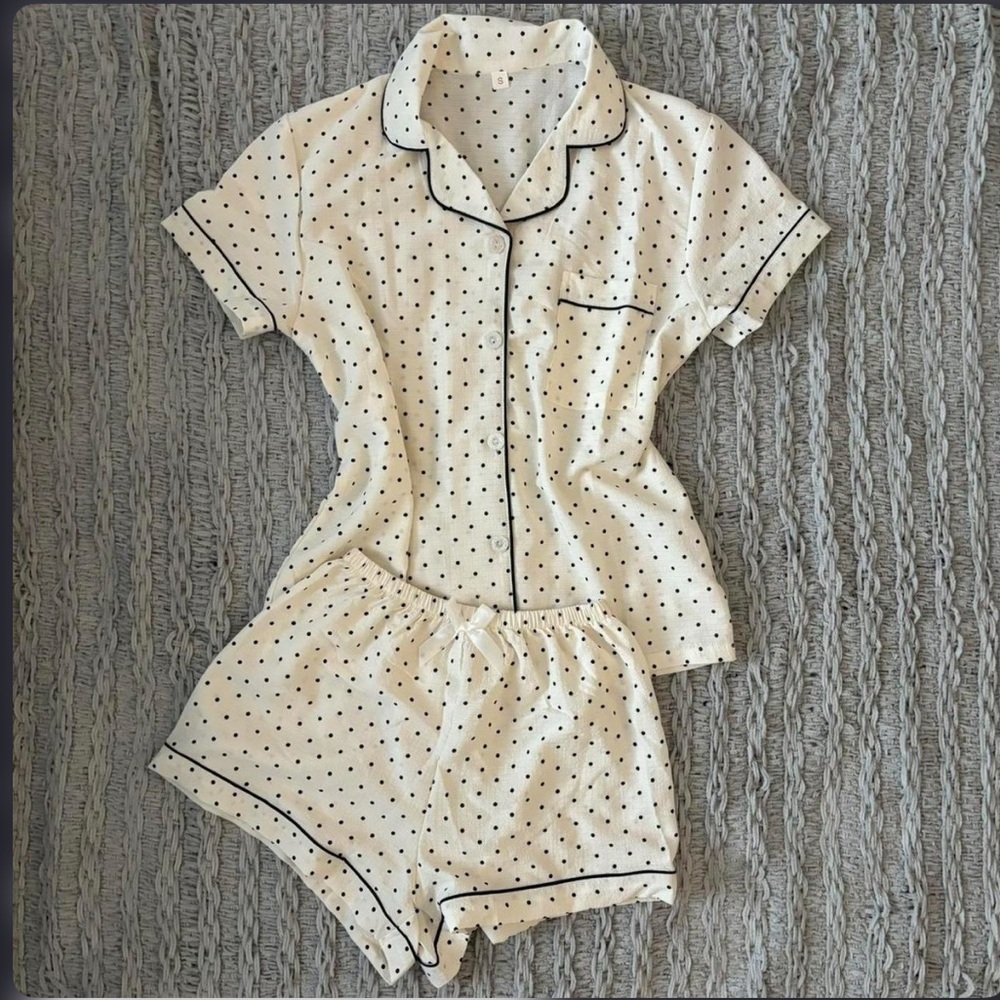 Black and White Polka Dot Pajama Set